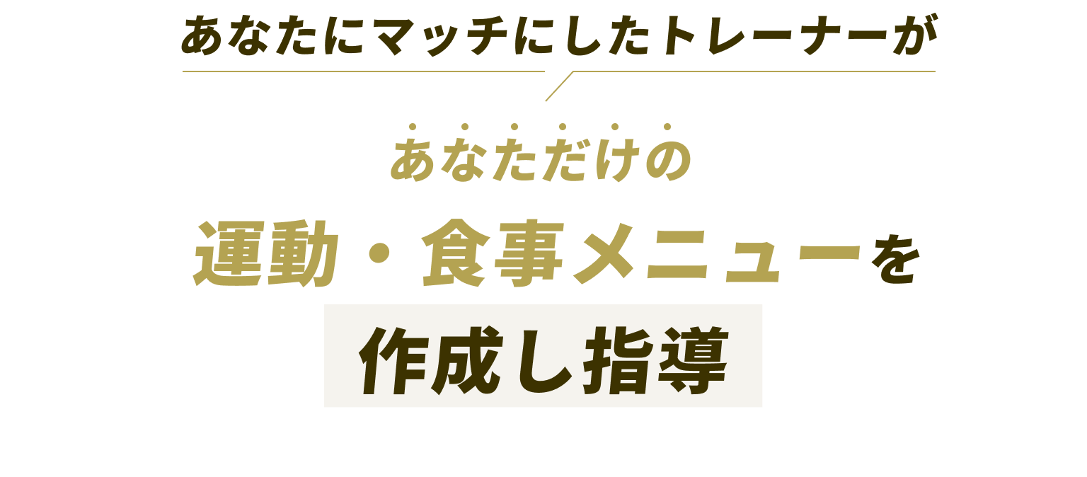 あなたにマッチにしたトレーナーがあなただけの運動・食事メニューを作成し指導