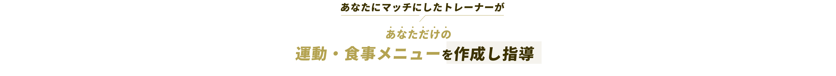 あなたにマッチにしたトレーナーがあなただけの運動・食事メニューを作成し指導